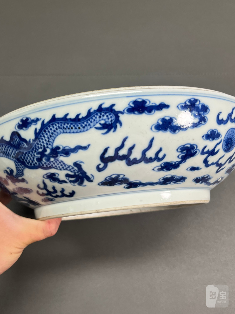 清光绪  青花云龙纹大捧盒 - 图6